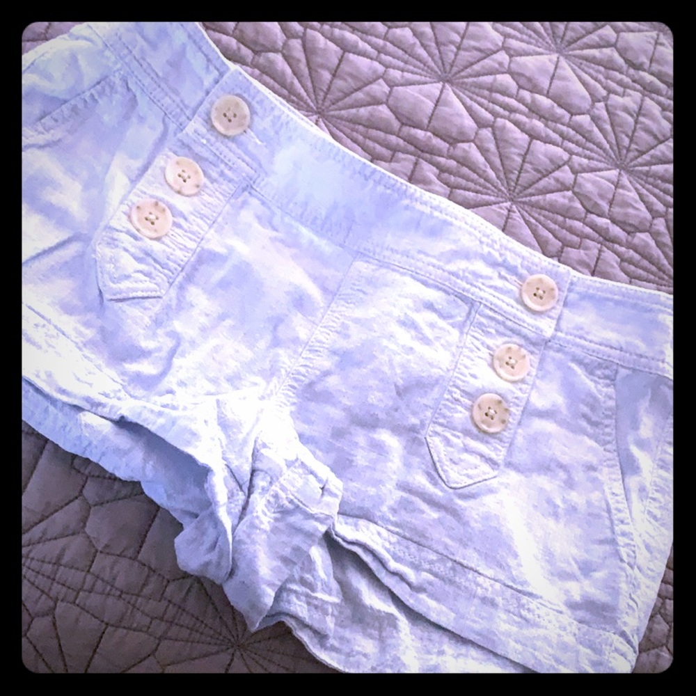 Light blue linen shorts